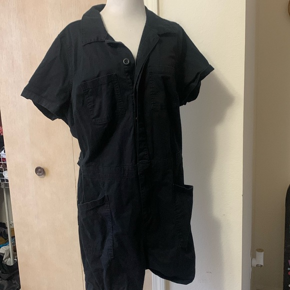 torrid 14 black short jumpsuit denim romper - Picture 3 of 4